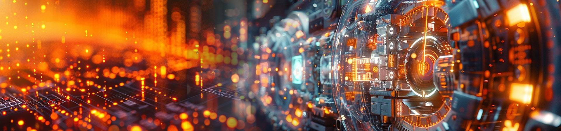 Futuristic digital infrastructure concept with glowing circuits, AI-powered technology, and advanced data systems visualization